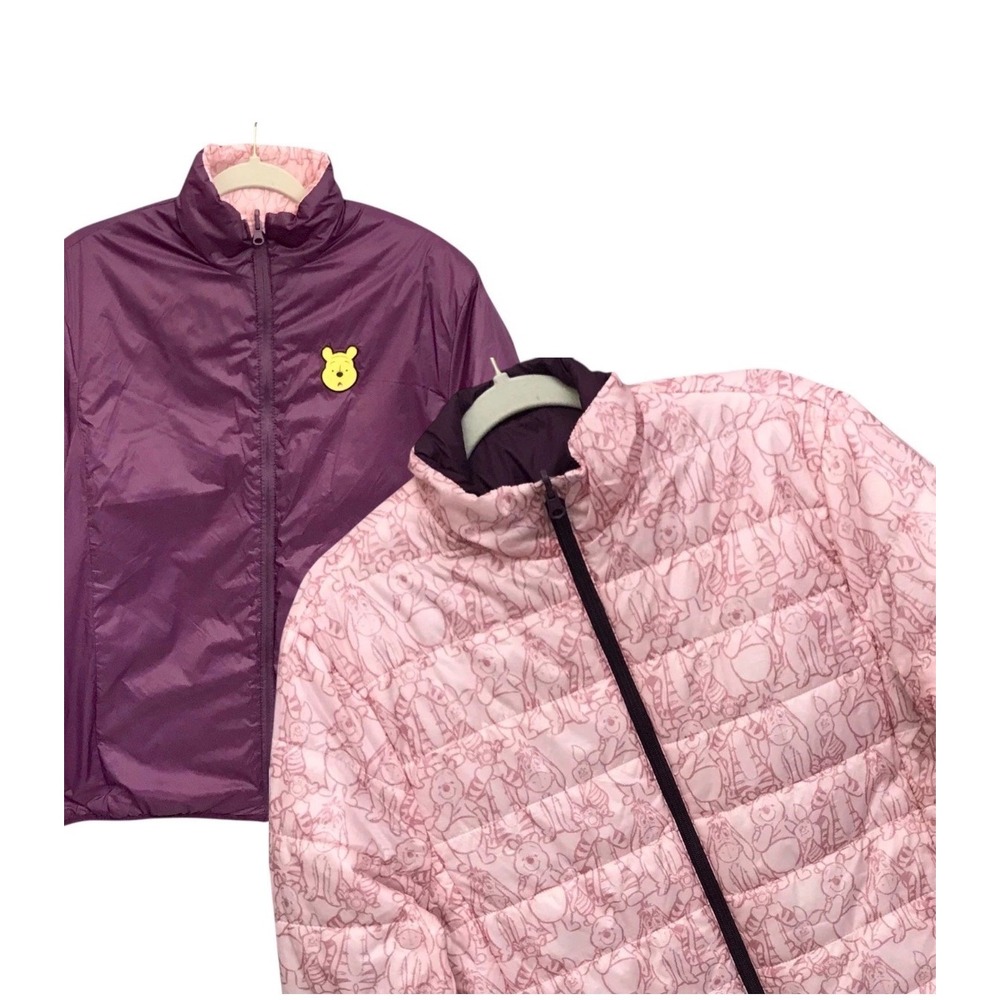 Disney Reversible Winnie the Pooh Packable Puffer Jacket ladies Medium pink